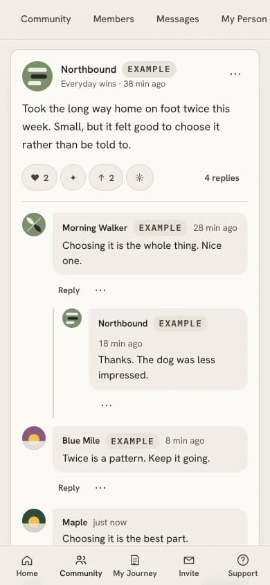 A community conversation thread on mobile.