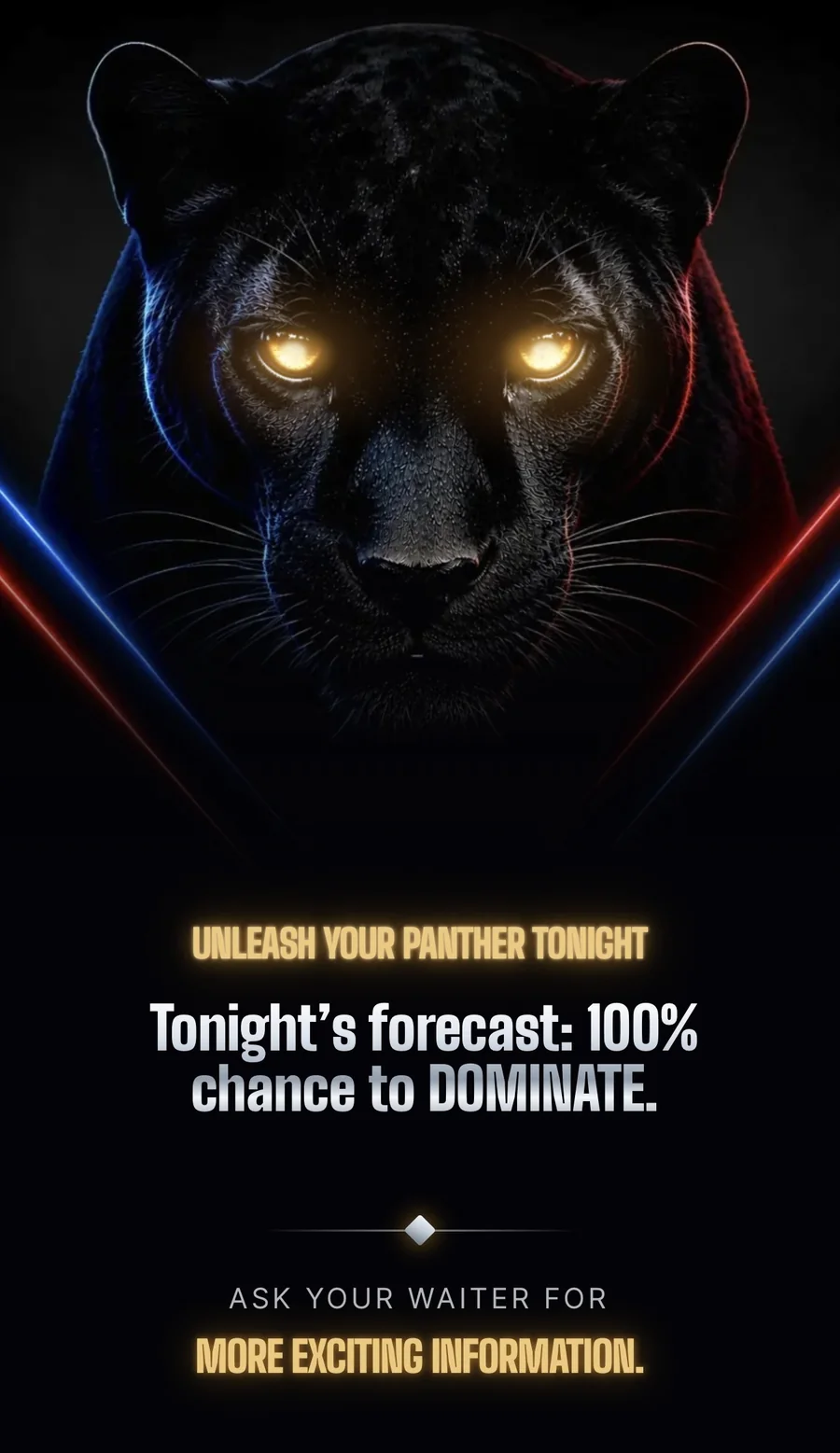 Menu QR — the Panther screen shown after scanning a table QR code.